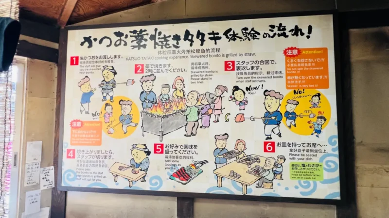 土佐タタキ道場で楽しめるカツオの藁焼き体験の流れ
