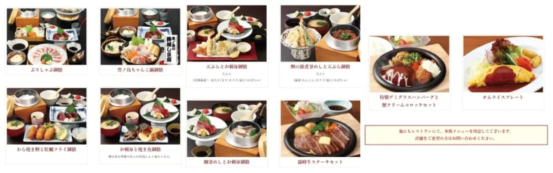 宿毛リゾート椰子の湯 日帰りのお客様向けメニュー
