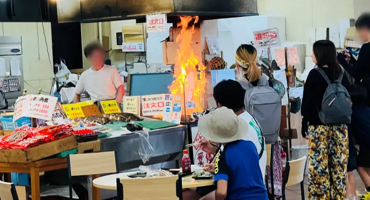 道の駅 かわうその里すさき 藁焼きカツオのたたき 実演販売