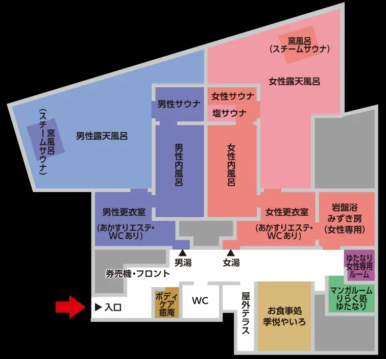 姫若子の湯 館内図