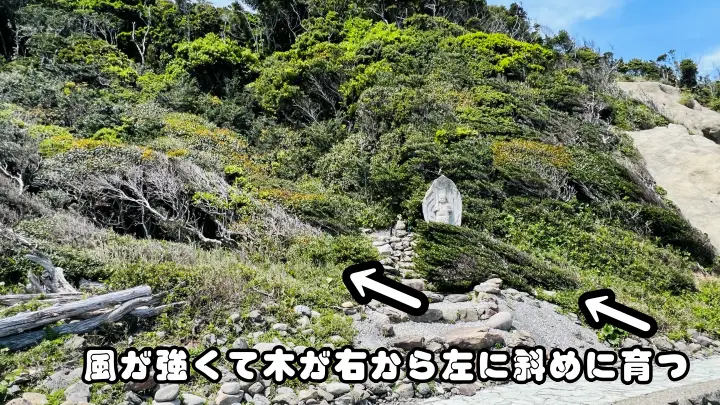 かもだ岬 不動明王像 風の強さを目で見る